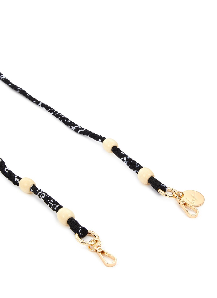 Women LA COQUE FRANCAISE Tech Accessories | Della Braided Bandana Wooden Bead Phone Strap — Black