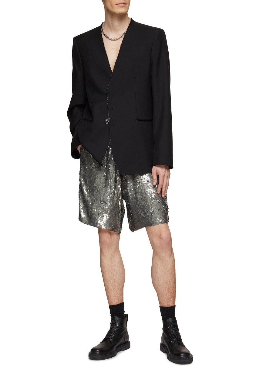 Men DRIES VAN NOTEN Pants | Paillettes Embellished Loose Fit Drawstring Shorts