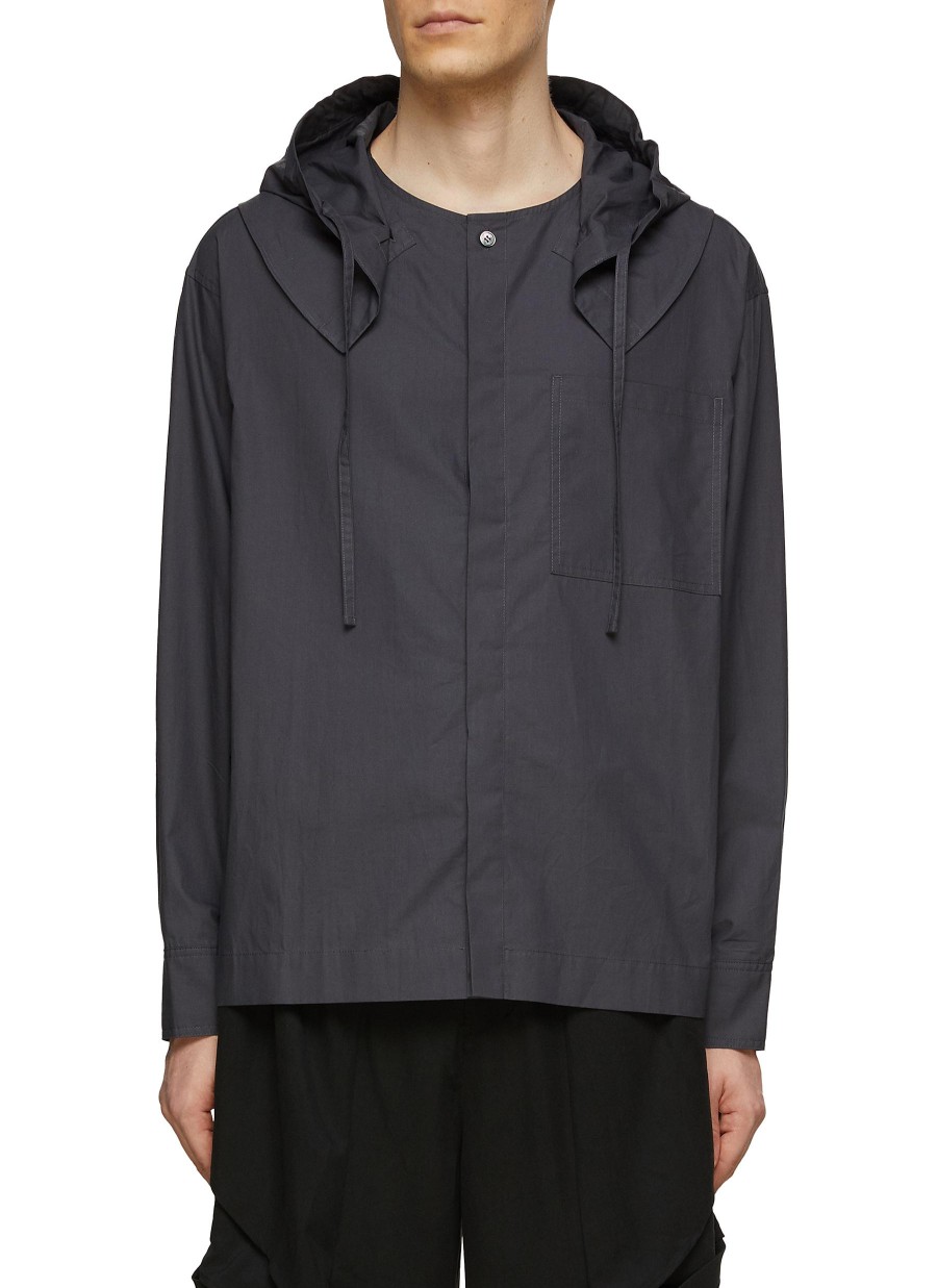 Men JIYONGKIM Shirts | Detachable Hood Shirt Jacket