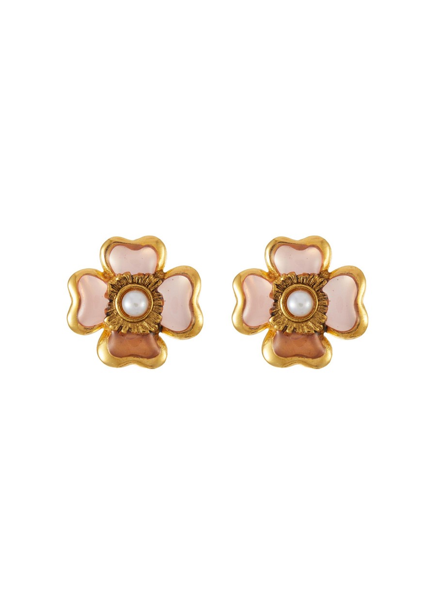 Women GOOSSENS Fashion Jewellery | 24K Gold Plated Clover Earrings