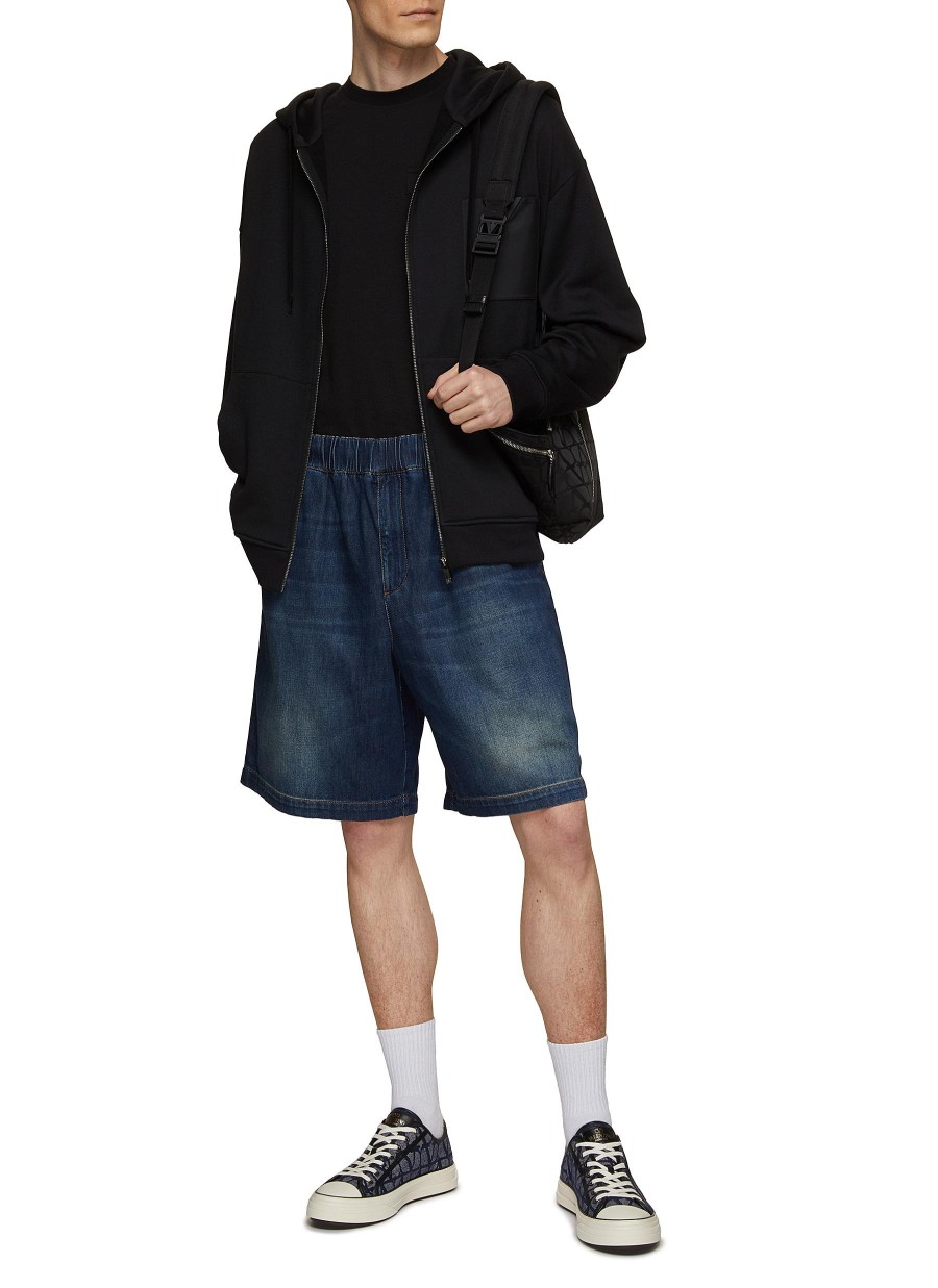 Men VALENTINO Pants | Elastic Waistband Denim Shorts