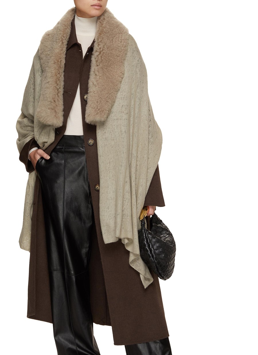 Women KARL DONOGHUE Scarves & Wraps | Shearling Collar Cashmere Shawl