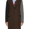 Men COMME DES GARÇONS SHIRT Coats | Single Breasted Contrast Sleeves Tweed Coat