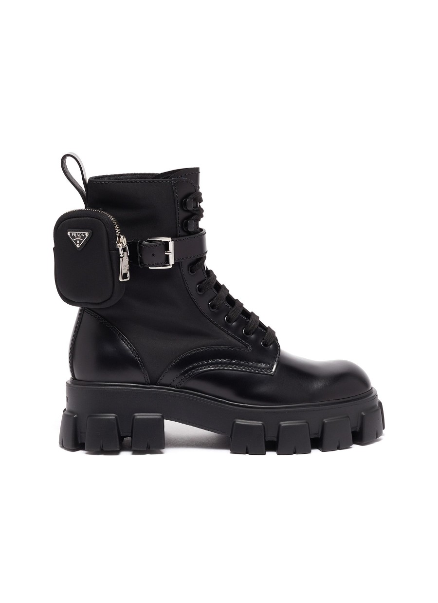 Men PRADA Boots | Monolith' Pocket Platform Leather Boots