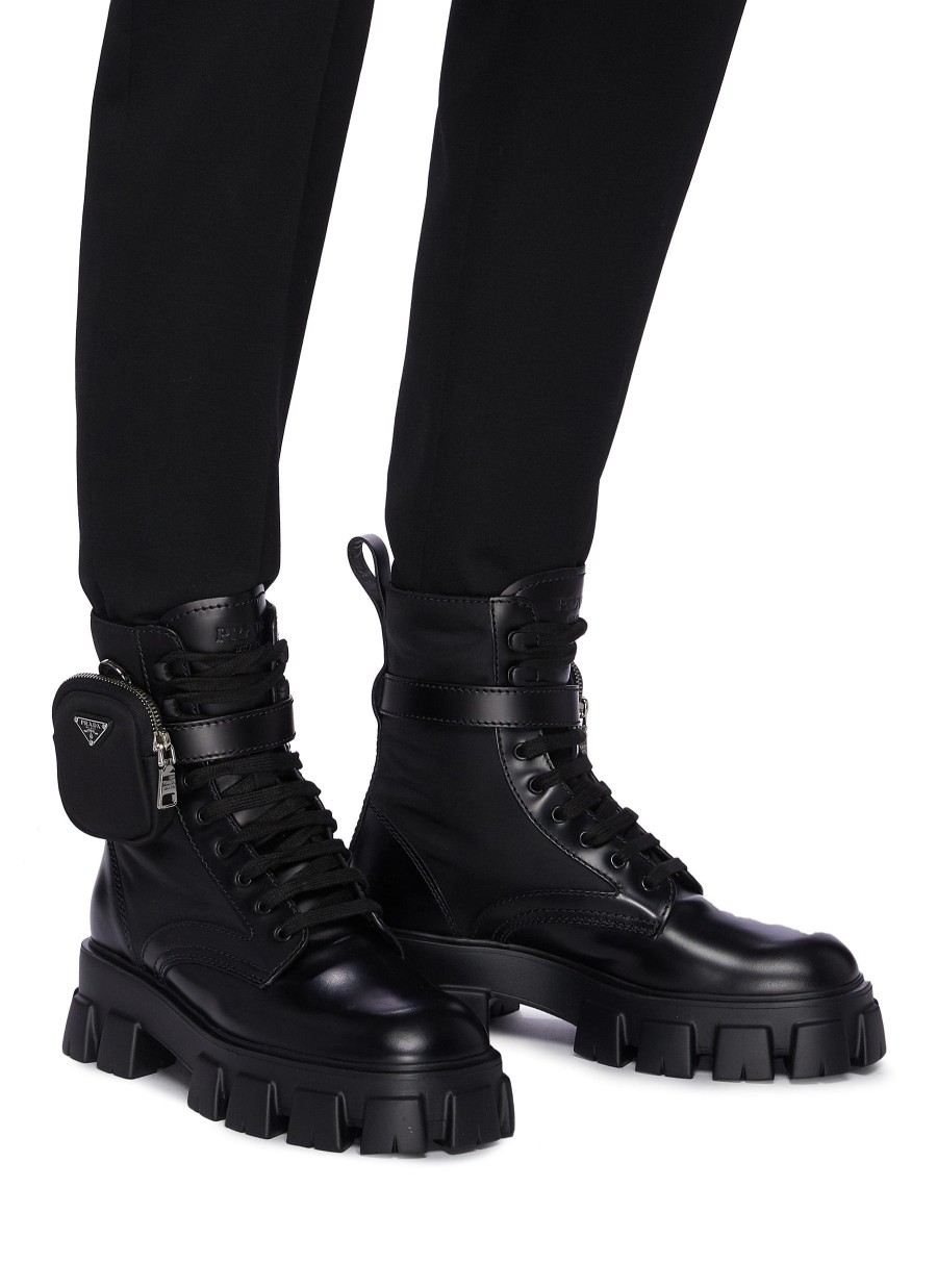 Men PRADA Boots | Monolith' Pocket Platform Leather Boots