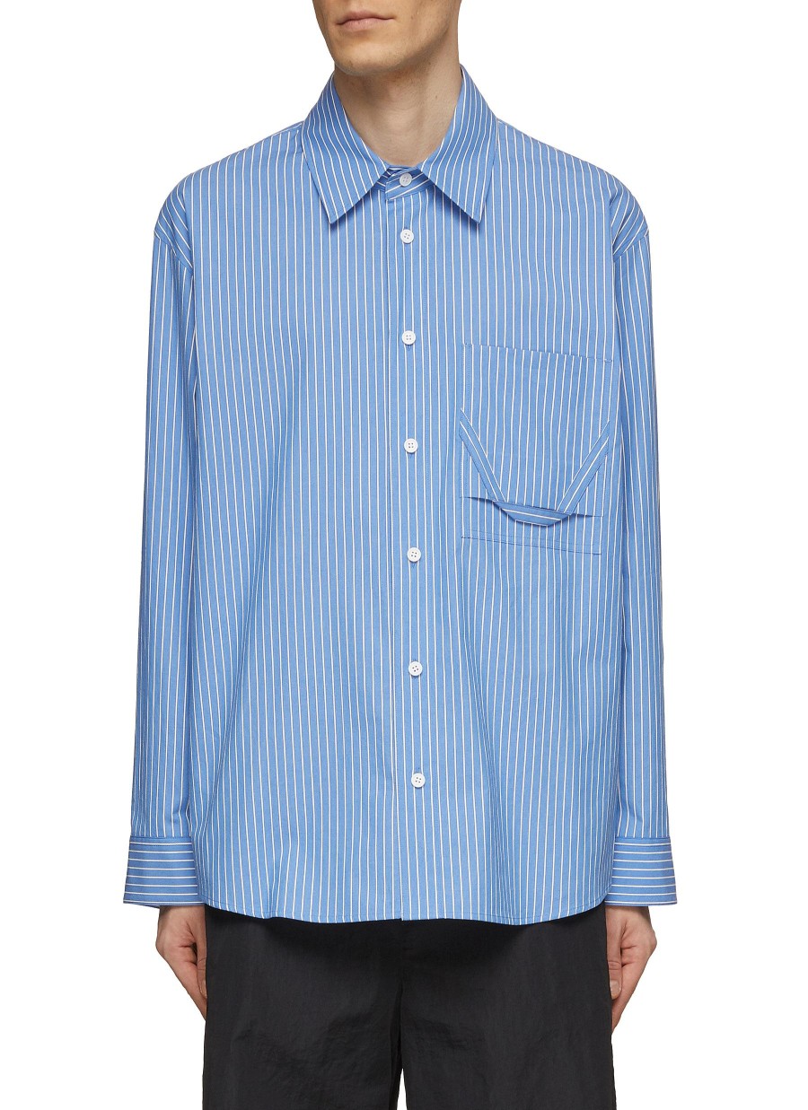 Men SOLID HOMME Shirts | Striped Chest Pocket Shirt