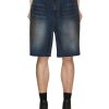 Men WE11DONE Pants | Dark Oil Washed Denim Shorts