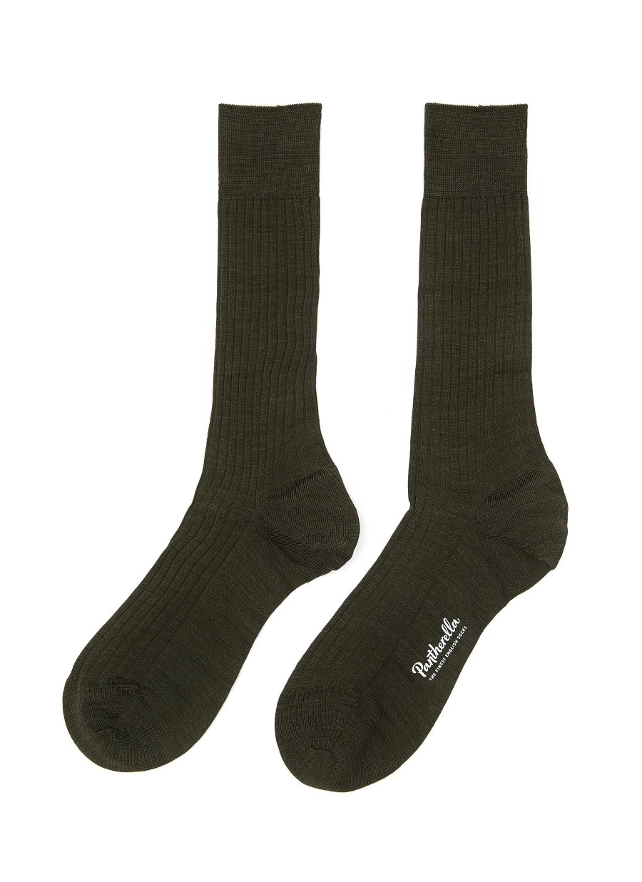 Men PANTHERELLA Socks | Laburnum' 5X3 Rib Merino Wool Long Anklet Socks