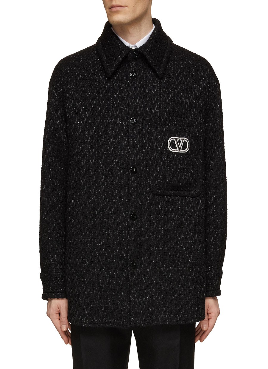 Men VALENTINO Shirts | Vlogo Tweed Shirt Jacket