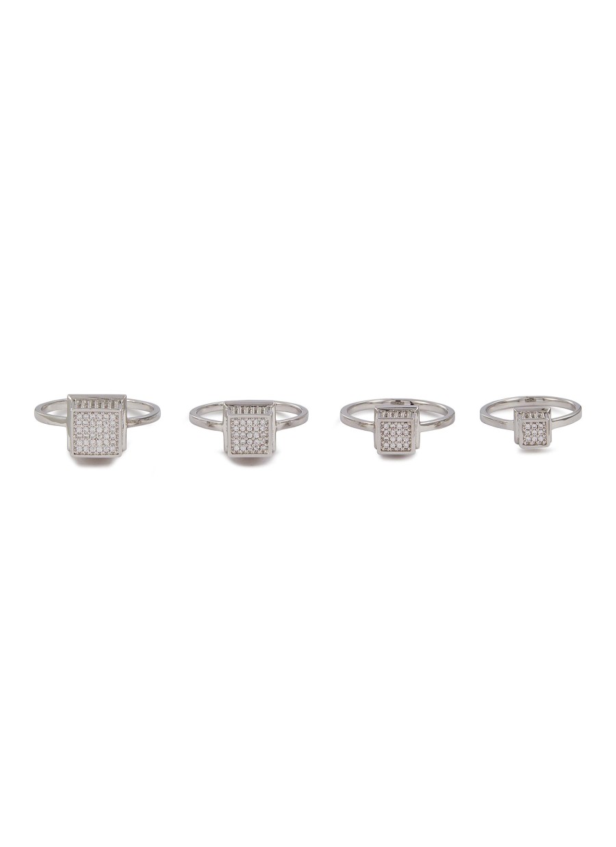 Women EDDIE BORGO Fashion Jewellery | Graduated Cube Silver Toned Metal Ring Set