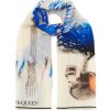 Women ALEXANDER MCQUEEN Scarves & Wraps | Skeleton Print Fringed Wool Scarf