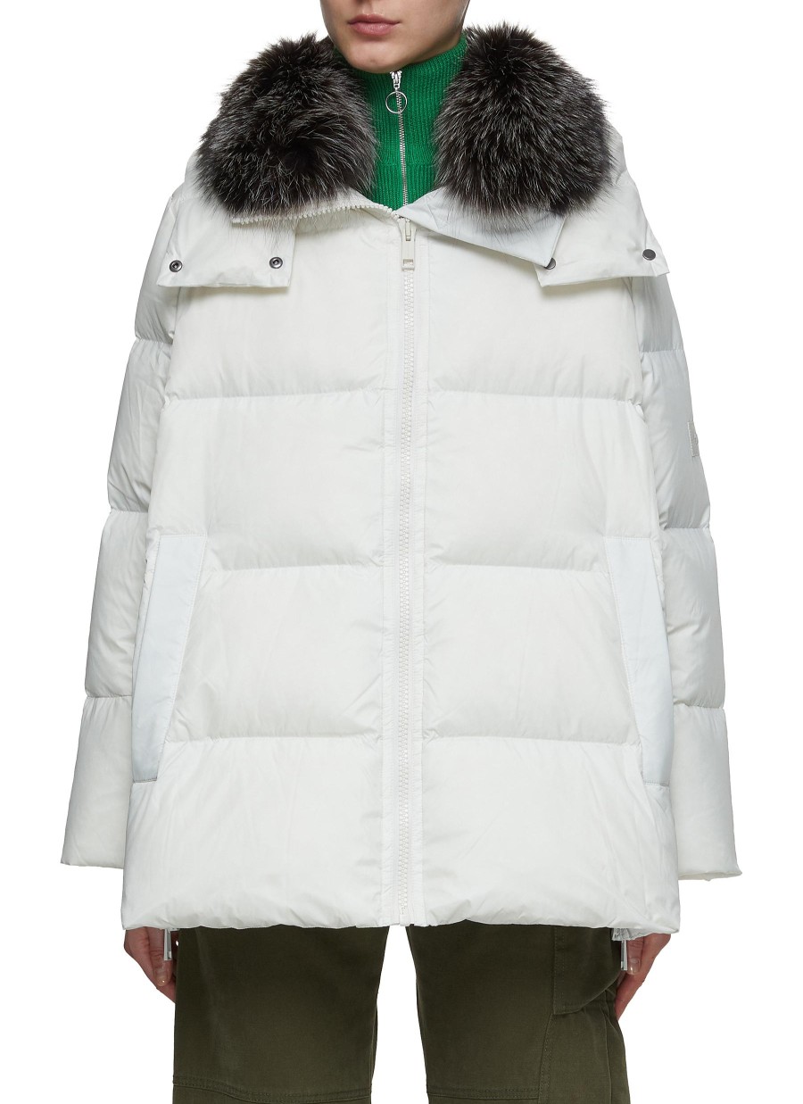 Women YVES SALOMON ARMY Jackets | Fox Fur Collar Hooded Puffer With Side Zip