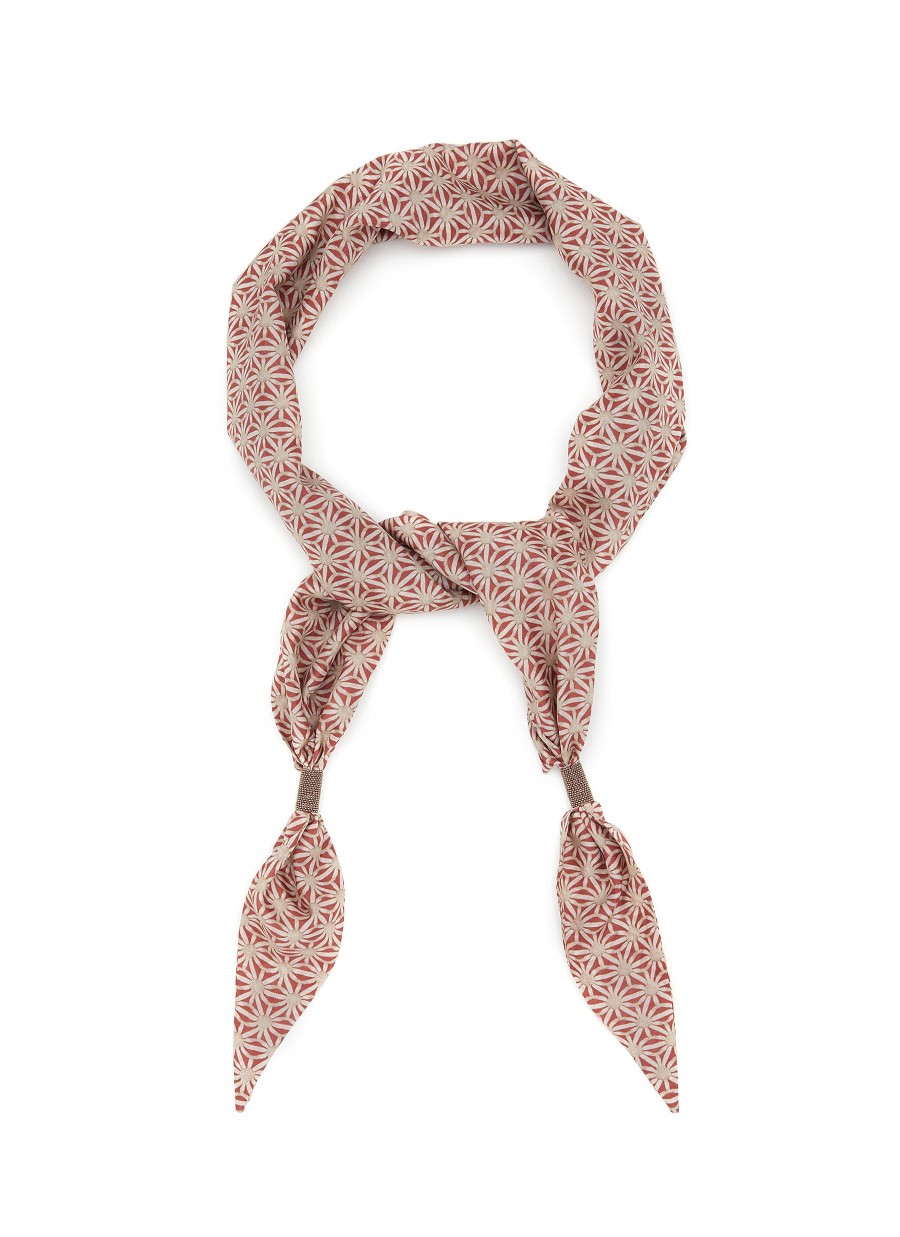 Women BRUNELLO CUCINELLI Scarves & Wraps | Long Printed Silk Scarf