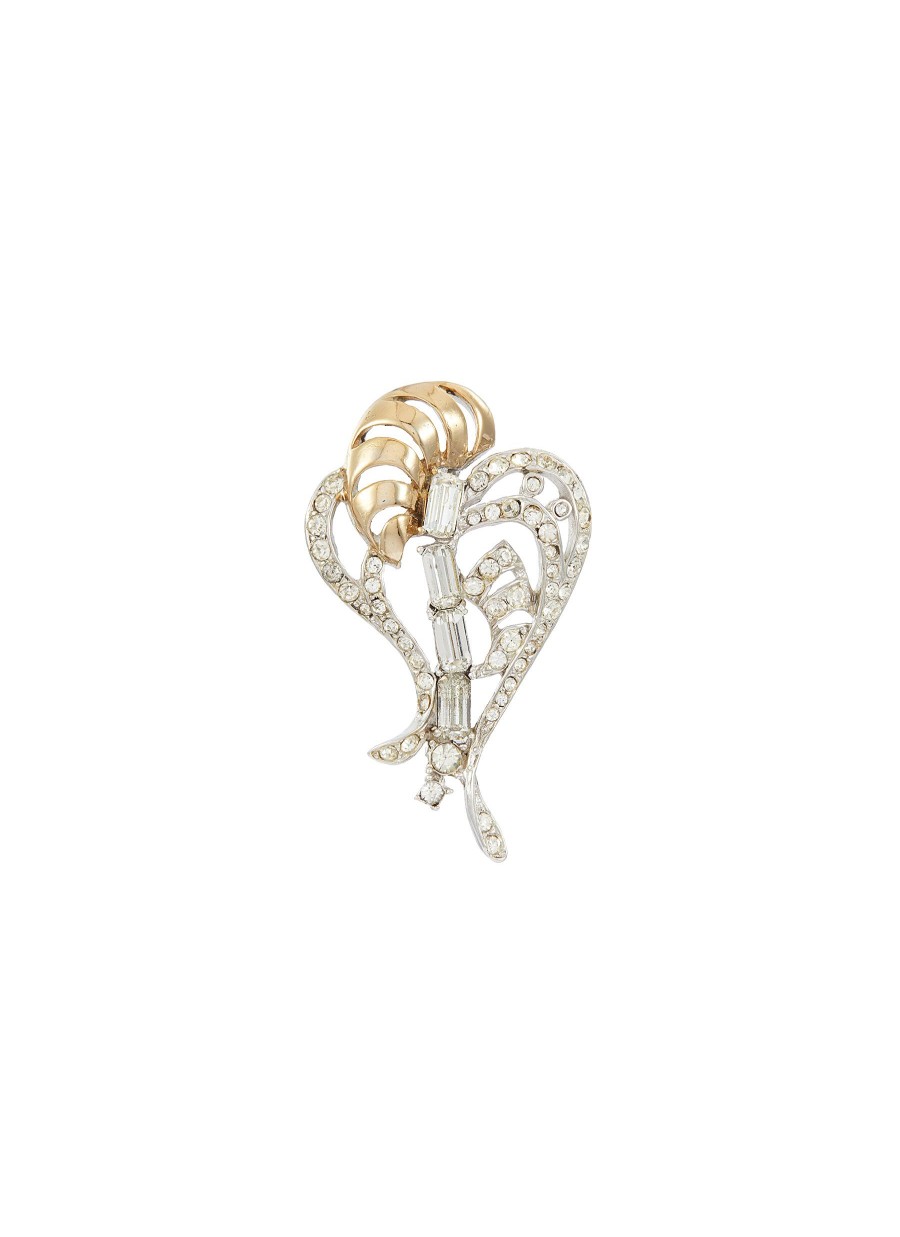 Women LANE CRAWFORD VINTAGE ACCESSORIES Vintage Accessories | Gold Tone Diamante Leaf Brooch