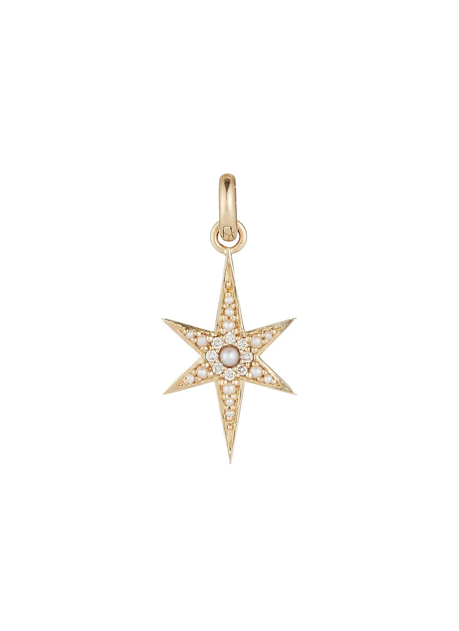 Women STORROW JEWELRY Fine Jewellery | Stella 14K Gold Diamond Pearl Star Charm