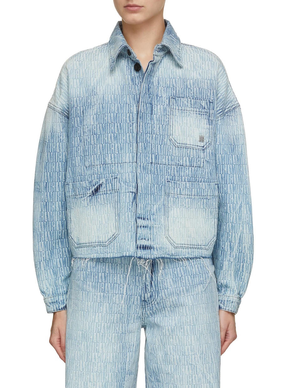 Women AMIRI Jackets | Jacquard Print Denim Workwear Jacket