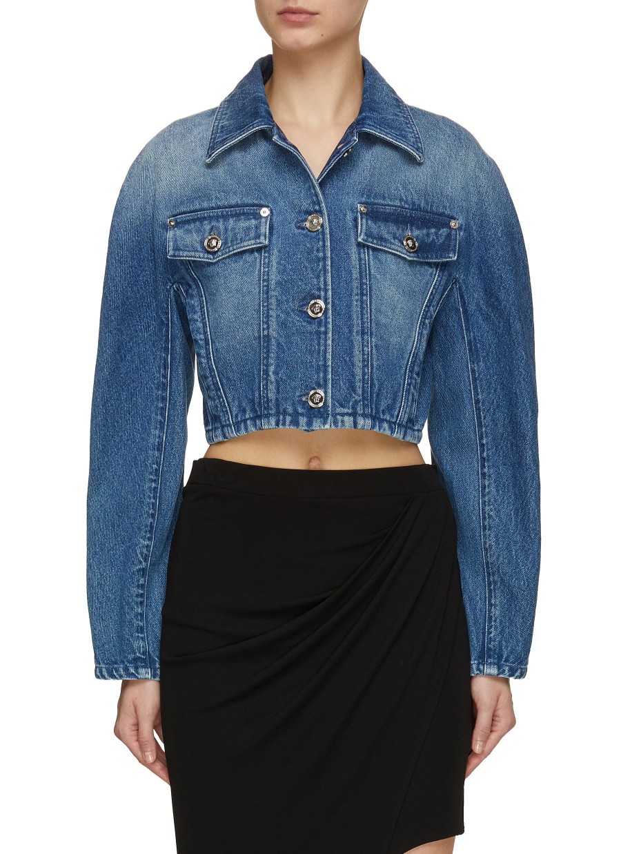 Women VERSACE Jackets | Cropped Denim Jacket