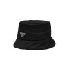 Men PRADA Hats & Gloves | Enamelled Metal Triangular Logo Quilted Bucket Hat