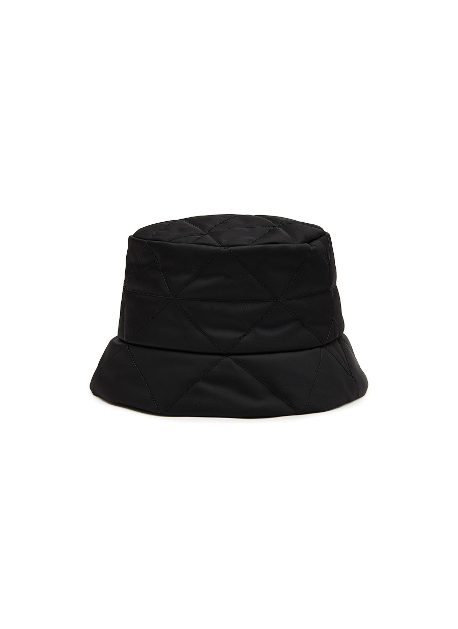 Men PRADA Hats & Gloves | Enamelled Metal Triangular Logo Quilted Bucket Hat