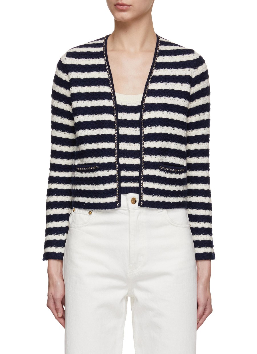 Women CRUSH COLLECTION Knitwear | Striped Chain Trim Knit Cardigan