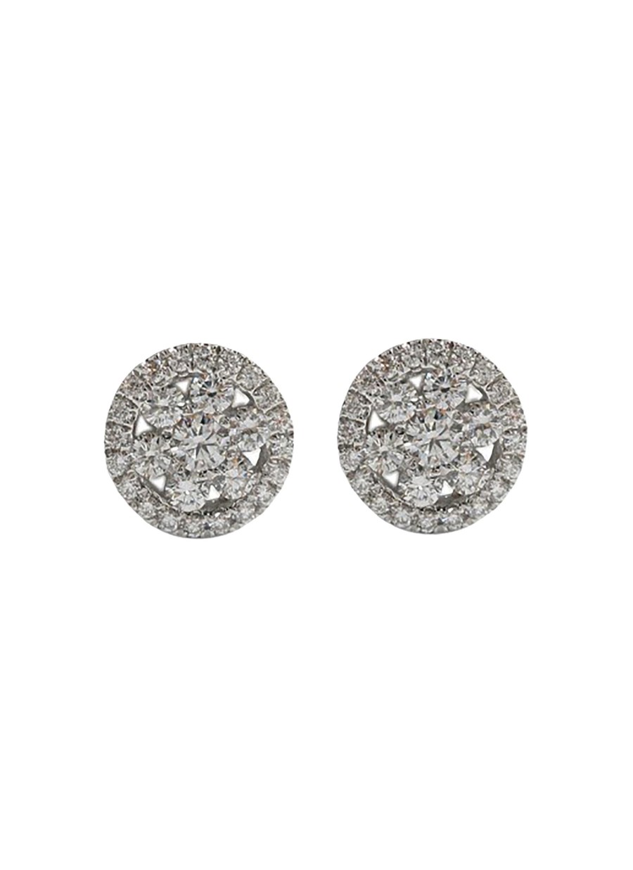 Women LC COLLECTION JEWELLERY Fine Jewellery | 18K White Gold Diamond Stud Earrings