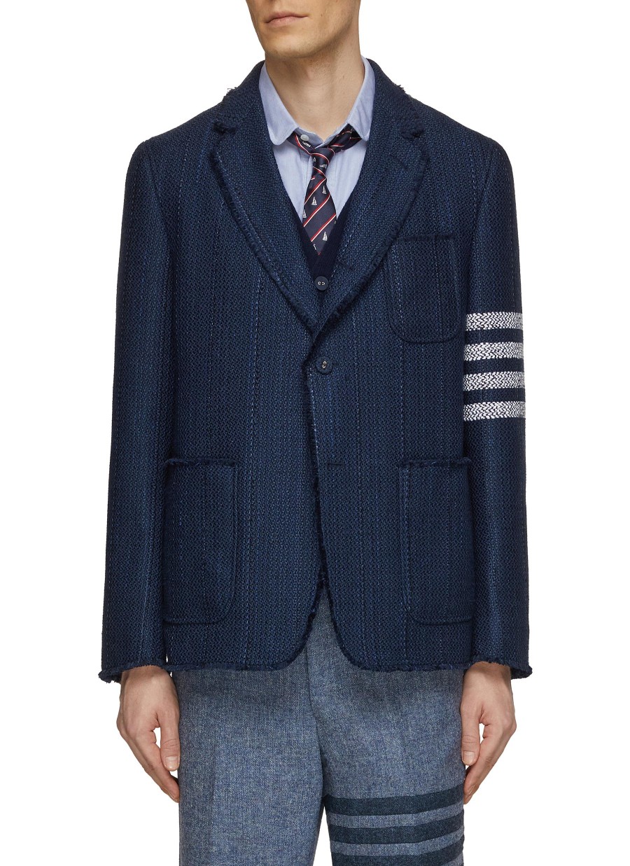 Men THOM BROWNE Suits | Frayed Edge 4 Bar Tweed Blazer