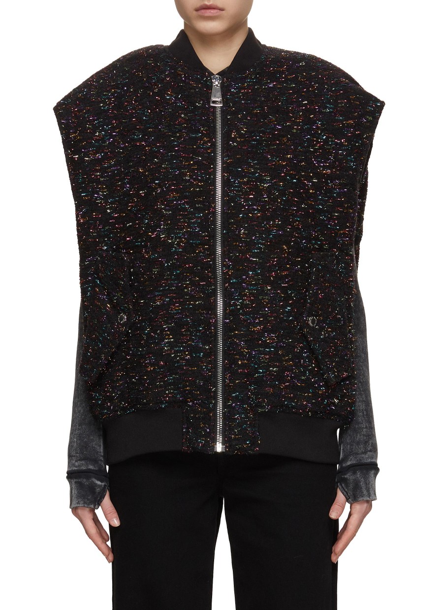 Women KHRISJOY Jackets | Zip Up Tweed Bomber Vest