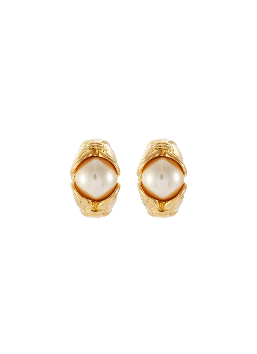 Women LANE CRAWFORD VINTAGE ACCESSORIES Vintage Accessories | Vogue Bijoux Gold Tone Faux Pearl Earrings