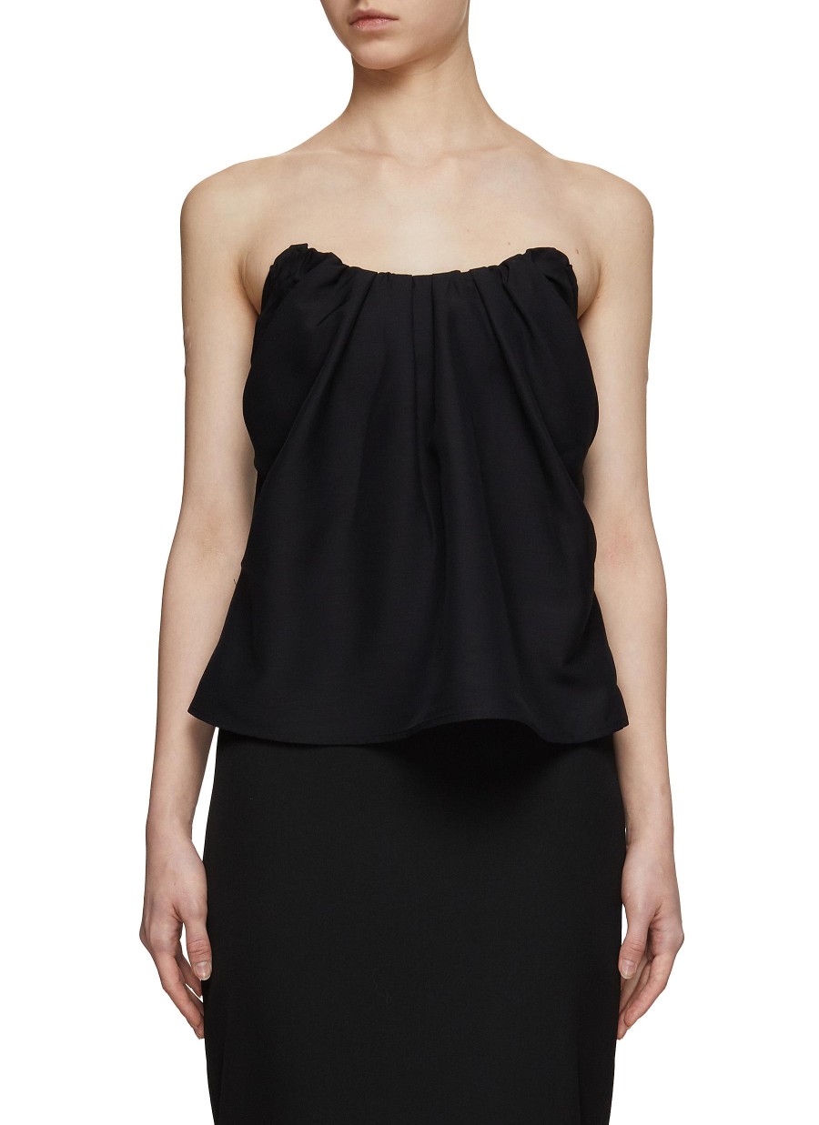 Women CO Tops | Wool Blend Ruched Bustier Top