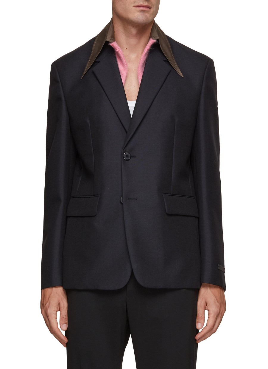 Men PRADA Suits | Collar Detail Single Breasted Notch Lapel Blazer