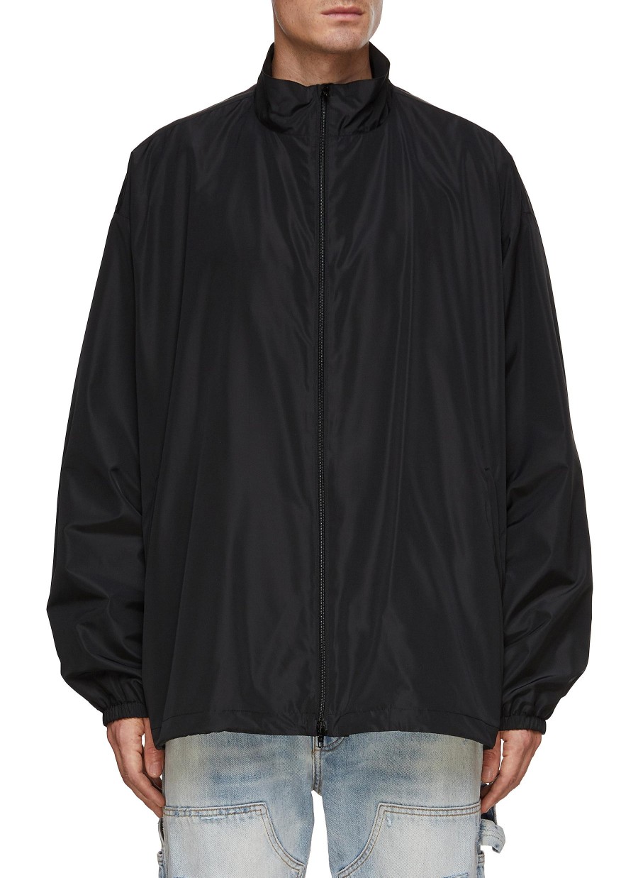 Men BALENCIAGA Jackets | Back Logo High Neck Oversized Track Jacket