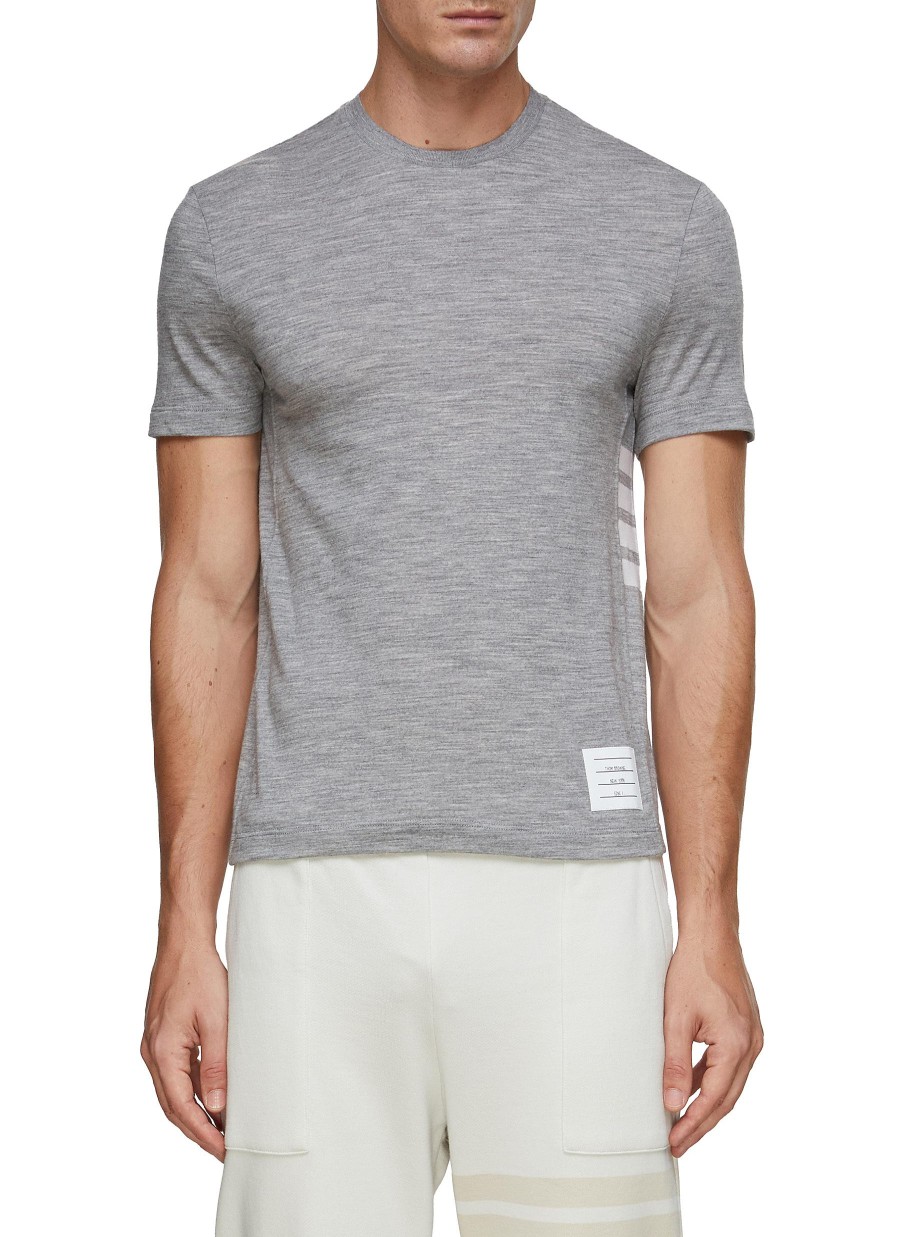 Men THOM BROWNE T-Shirts | 4 Bar Wool Blend T-Shirt