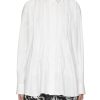 Women SACAI Tops | Low Waisted Pleated Poplin Shirt