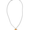 Women JOHN HARDY Fine Jewellery | Classic Chain Diamond Neon Orange Pebble Pendant Sterling Silver Necklace — Size 16-18