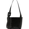 Women GU_DE Tote Bags | Kate' Buckled Strap Crocodile Embossed Leather Tote Bag