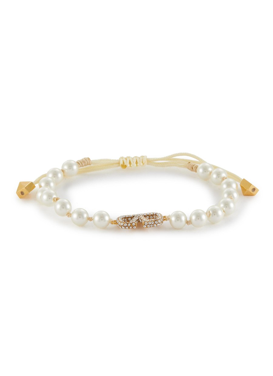 Women VALENTINO Fashion Jewellery | Vlogo Swarovski Crystal & Pearl Brass Bracelet