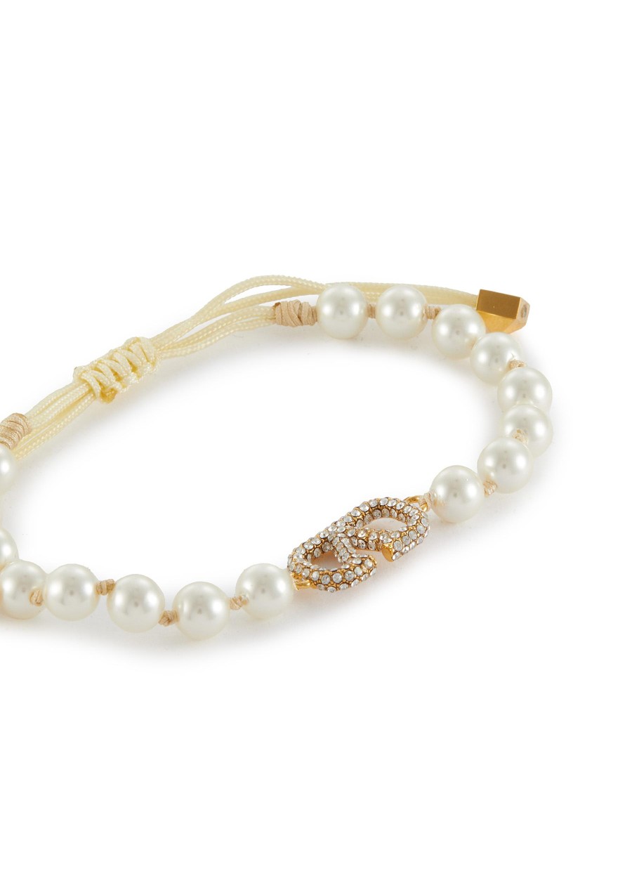 Women VALENTINO Fashion Jewellery | Vlogo Swarovski Crystal & Pearl Brass Bracelet