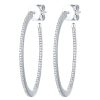 Women LC COLLECTION JEWELLERY Fine Jewellery | 14K White Gold Diamond Hoop Earrings