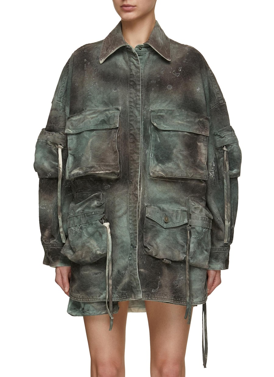 Women THE ATTICO Jackets | Oversized Camouflage Cargo Pocket Jacket