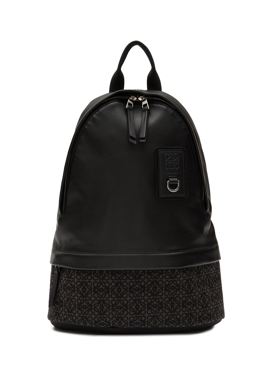 Men LOEWE Backpacks | Anagram Jacquard Leather Round Slim Backpack