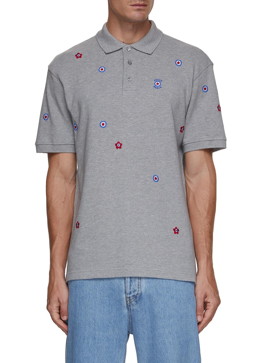 Men KENZO Polos | Target All Over Embroidered Polo Shirt