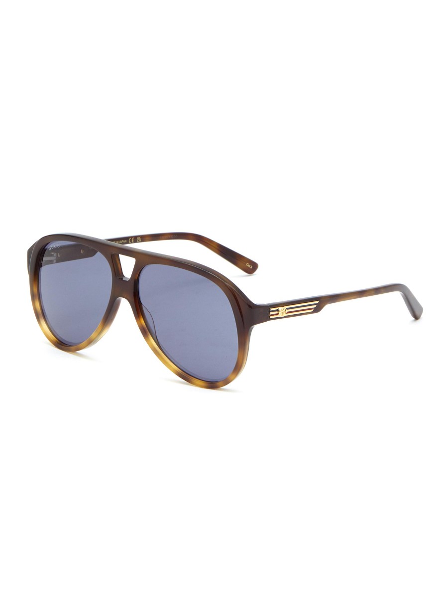 Men GUCCI Eyewear | Gg1286S Blue Lens Acetate Aviator Sunglasses