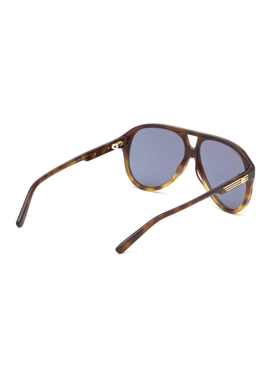 Men GUCCI Eyewear | Gg1286S Blue Lens Acetate Aviator Sunglasses