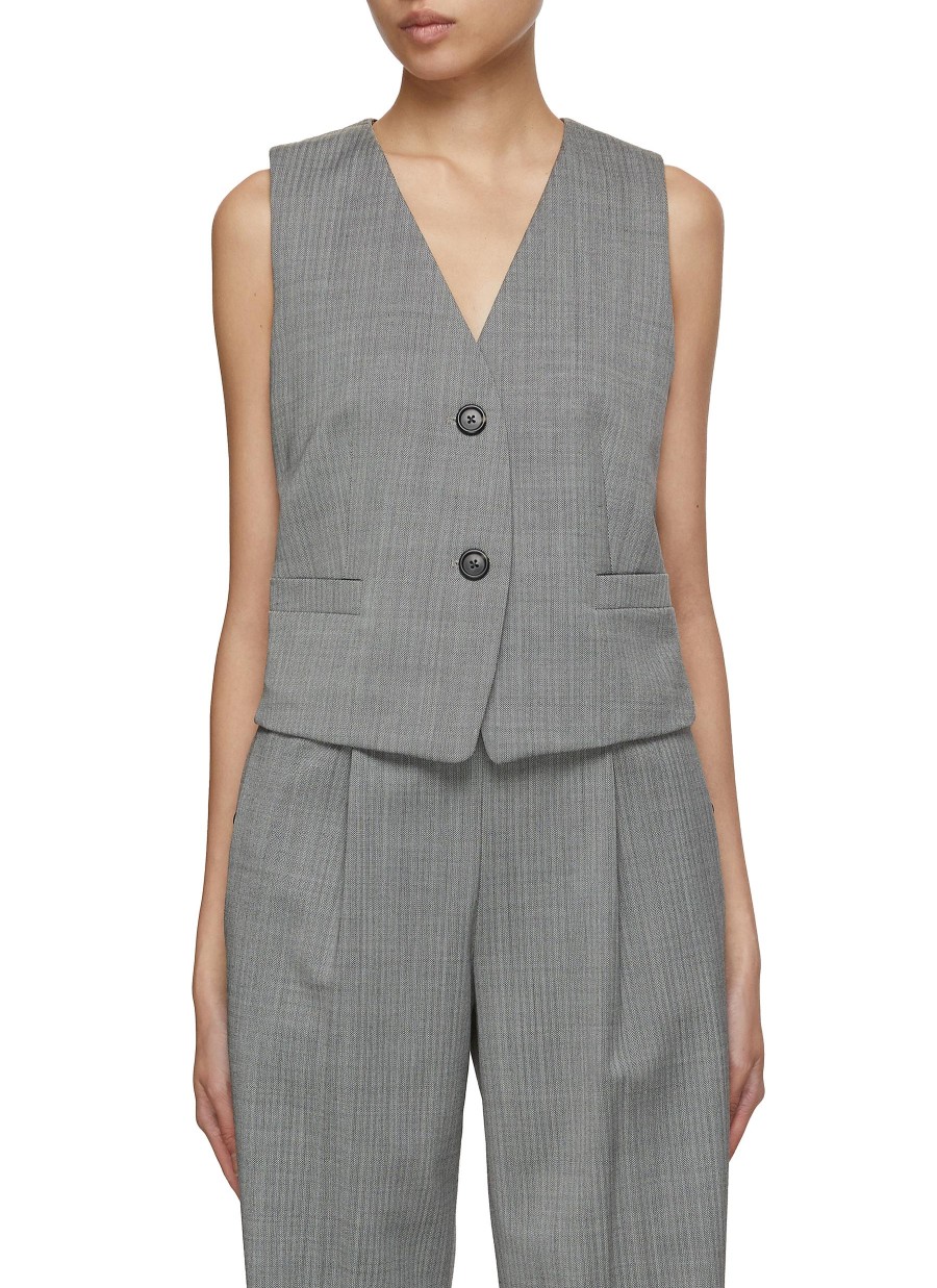 Women HELMUT LANG Jackets | Herringbone Tuxedo Vest