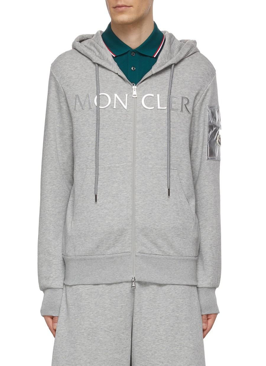 Men MONCLER Pullovers & Hoodies | Laminated Logo Cardigan