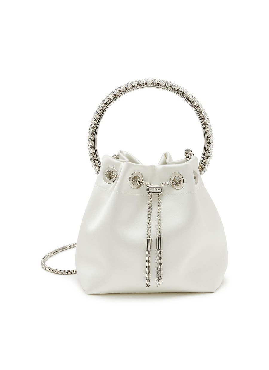 Women JIMMY CHOO Clutch Bags | Bon Bon Crystal Handle Satin Bucket Bag