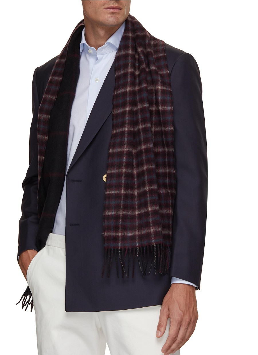 Men JOHNSTONS OF ELGIN Scarves | Traditional Chequered Reversible Cashmere Scarf