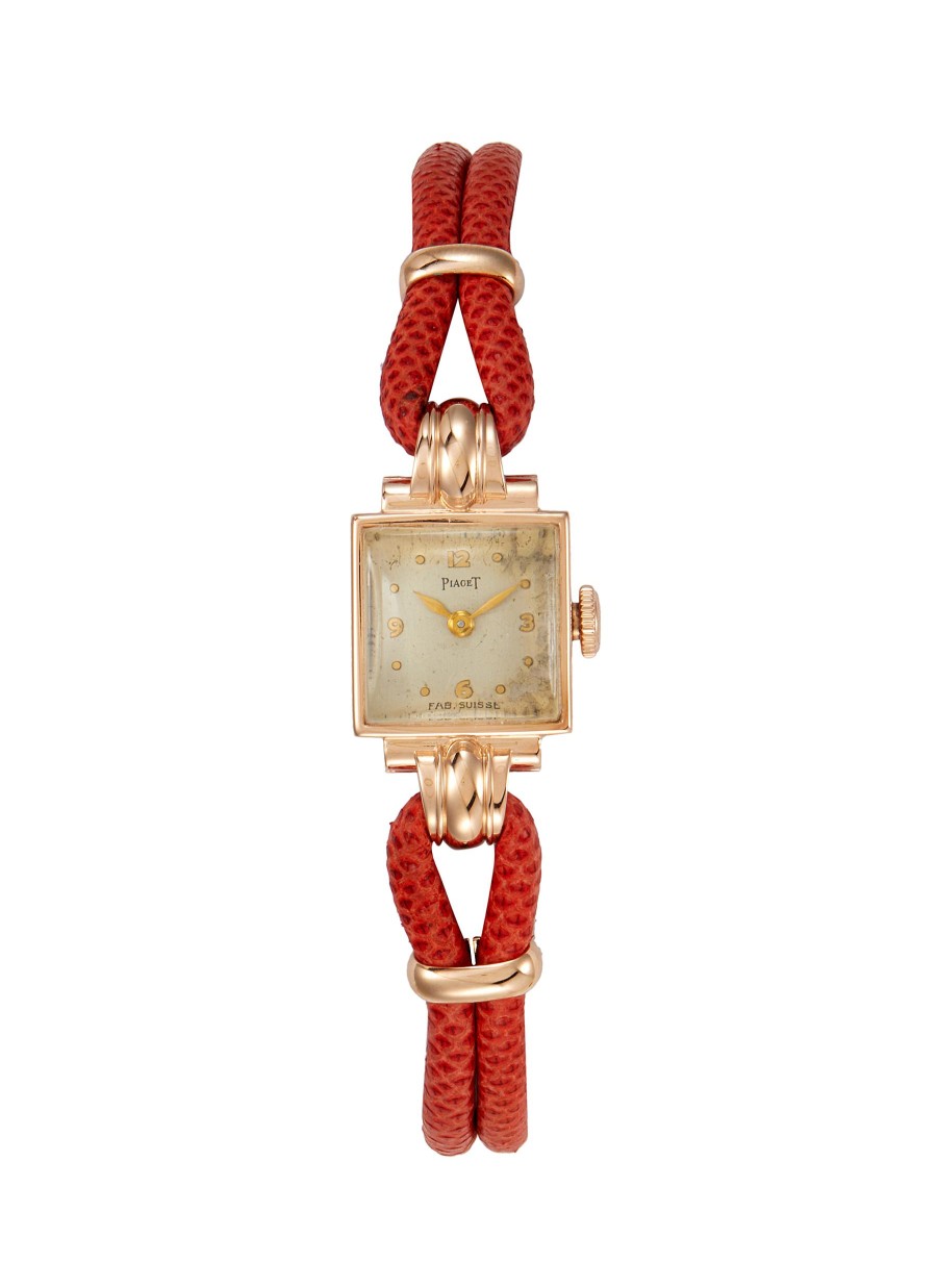 Women LANE CRAWFORD VINTAGE COLLECTION Watches | Piaget Silver Dial 18K Rose Gold Case String Strap Watch