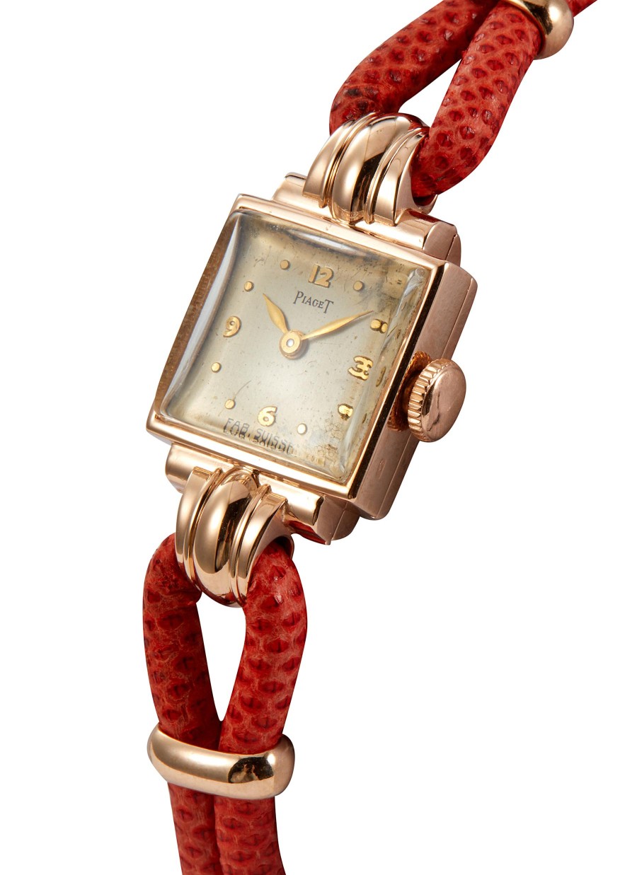 Women LANE CRAWFORD VINTAGE COLLECTION Watches | Piaget Silver Dial 18K Rose Gold Case String Strap Watch