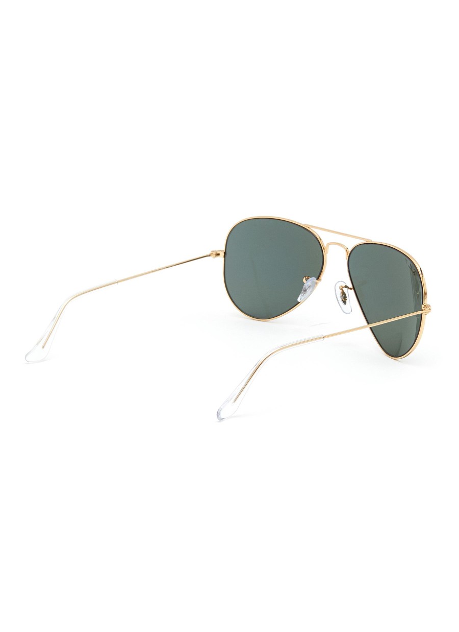 Women RAY BAN Eyewear | Aviator Large Metal Frame Metal Temple Green Polarized Lens Sunglasses